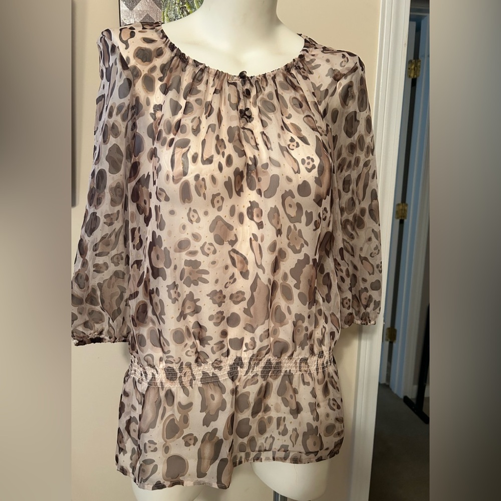 Chicos sheer animal print  top